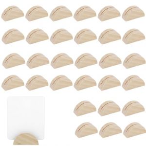 Tinoaly 30pcs Supports Num&eacute;ros Table, Demi-Cercle Porte-Cartes en Bois pour Photos &Eacute;tiquettes Nom Menu Porte-Signes Table R&eacute;utilisables pour Mariages Restaurants Banquets (Couleur du Bois) (iHision, neuf)