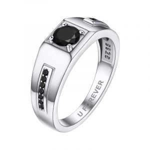 Bandmax Bague Homme Argent Pierre Noir Personnalis&eacute; Taille 52 Alliance Solitaire en Zirconium (Bandmax Direct, neuf)