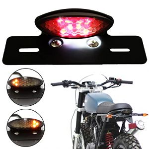 JMTBNO Moto LED Feu Arrière avec Clignotant Intégré Feu Stop Feu de Plaque D'immatriculation Vintage Homologue 12V Universel pour Cruiser Bobber Chopper Cafe Racer Scrambler (Shapeviva, neuf)