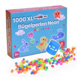 1000 Perles &agrave; repasser Maxi XL 10 mm de couleurs n&eacute;on, Grandes perles &agrave; repasser de 10 mm pour enfants &agrave; partir de 3 ans. Happy Price Toys (Happy Price Toys, neuf)