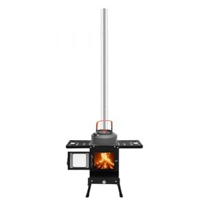 Chemin&eacute;e de camping portable - Mini r&eacute;chaud &agrave; bois portable - Barbecue &agrave; bois - Pour tuyaux - Po&ecirc;le &agrave; bois - Four de camping - Po&ecirc;le de secours - Chauffage - Acier au carbone - Chasse - Randonn&eacute;e (Legwfdthy, neuf)