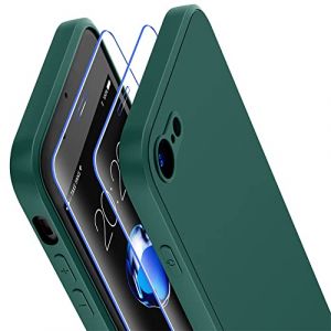 Losvick Coque pour iPhone SE 2022 5G/iPhone SE 2020 avec 2 X Verre trempé, Coque iPhone SE Silicone Liquide Souple Antichoc Bumper Protection Etui Case Cover pour iPhone SE3/SE2020/8/7 - Verte Olive (quzheduodianzishangwu, neuf)