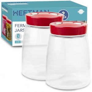 HEFTMAN Bocal En Verre Pot De Fermentation &Eacute;vent D'&eacute;vacuation D'air &Agrave; 1 Voie - 1.4l Paquet de 2 avec Couvercle Fermentation - Id&eacute;al pour une fermentation s&eacute;curis&eacute;e de k&eacute;fir, kimchi, choucroute, levain (JOVELA FR, neuf)