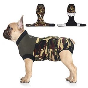 Jiupety Combinaison de convalescence réglable pour chien, pour plaie abdominale après une chirurgie, substitut du collier électrique, taille M, motif camouflage (Bite Pet, neuf)