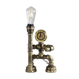Kaj Hejmo Water Pipe Robot Lampe de table - Vintage Industriel - Lampe de table Steampunk - Fer Rétro - Lampe de chevet pour décorations de meubles vintage (style bronze E) (Kaj Hejmo, neuf)