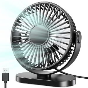 Ventilateur de Bureau, Petit Ventilateur USB Silencieux 3 Vitesses Réglable Alimenté par USB, Ventilateur Bureau Inclinaison Réglable à 360 ° pour La Chambre, Bureau, Domair, Cuisine (Handsome Products, neuf)
