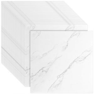 CYEER 40 Dalles PVC Adh&eacute;sives Sol 30x30cm, Sol Vinyle Autocollant Effet Marbre Blanc, Rev&ecirc;tement de Sol Imperm&eacute;able et &Eacute;pais pour Cuisine, Salle de Bain et Salon, Kit de R&eacute;novation DIY 3,6 m&sup2; (CYEER, neuf)