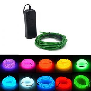 Kmruazre Fil EL Lumineux Néon Portable Alimenté par Pile - Pack de Fil Électroluminescent Haute Luminosité pour Décoration de Fête de Noël (3m/9ft, Vert) (Kmruazre-fr, neuf)
