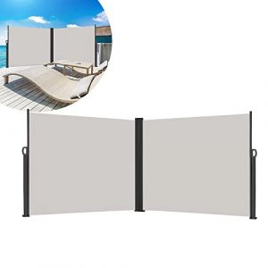 LARS360 Store Latéral Retractable Polyester Paravent Extérieur Rétractable pour Jardin, Balcon, Terrasse (200 x 600 cm, Gris) (Cally UG, neuf)