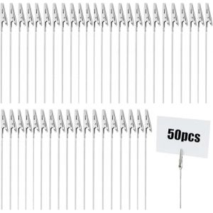 Pinces crocodiles en fil métallique, porte-photos avec pinces, pinces en acier inoxydable, pince multifonctionnelle pour la cuisine, pour cartes, papier, photos, notes, bricolage, 50 pièces, 10 cm (nanchangmujiakejiyouxiangongsi, neuf)