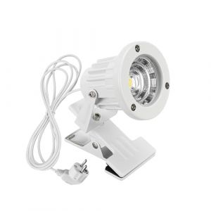FSLiving Projecteur LED 5W avec cordon de 3m, spot LED ext&eacute;rieur avec pince, IP65 &eacute;tanche, blanc froid, pour &eacute;clairage de piscine, arri&egrave;re-cour, garage, couloir, blanc (KV-001, neuf)