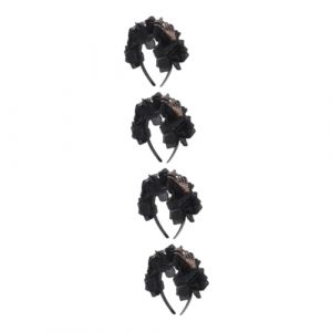 Beavorty 4 Pièces Halloween Cheveux Accessoires Halloween Fleur Bandeau Halloween Noir Fleur Bandeau Goth Bandeau Noir Fleur Couronne Bandeau Goth Casque Accessoire Cheveux Cerceaux (T Innovation·HX, neuf)