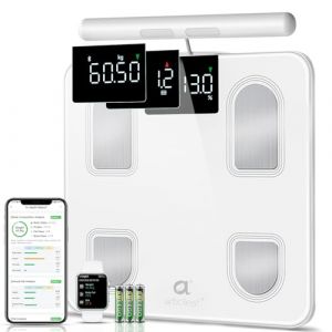 arboleaf Balance de graisse corporelle avec capteurs manuels rétractables pour analyse corporelle, balance avec graisse corporelle et masse musculaire, balance personnelle 180 kg/400 lb avec App (arboleaf, neuf)