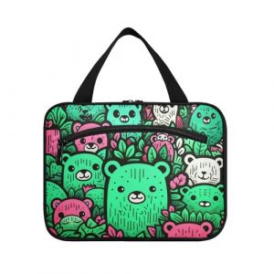 Linnyio R&eacute;sum&eacute;, Griffonnage, &Eacute;l&eacute;phant Bleu, Trousse de Toilette de Voyage Suspendue Maquillage,Grande Capacit&eacute; Pliable Rangement Sacs de Lavage pour Femmes Filles (Linnyio, neuf)