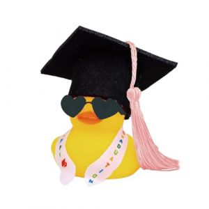 NHQZ Canards en caoutchouc,Petit Canard en Caoutchouc Jaune avec Lunettes de Soleil y chapeau remise diplome,Mini canard,graduation gifts,Jouets canard jaune voiture d&eacute;coration (NHQZ, neuf)
