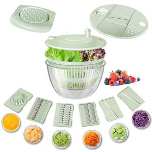 Airpro Grande essoreuse à salade, légumes, fruits, laitue, séchoir à laitue avec 5 lames, passoire à jaune d'œuf, pour passoire de cuisine, pâtes et frites, 5,3 l (vert/blanc) (EUAirpro, neuf)