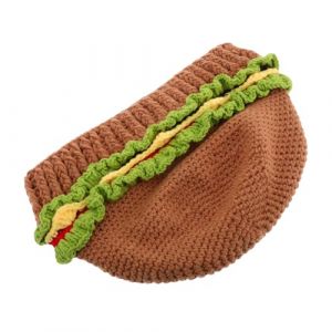 DEARMAMY Chapeau Hamburger Amusant Pour Adultes Bonnet Tricoté Pour Femmes Couvre-chef Doux Et Chaud Pour Hommes Accessoire De Costume De Fête Unique (Liiane, neuf)