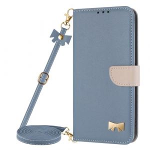 Coque avec Cordon pour Honor X9C 5G/Magic 7 Lite 5G,Coque Etui avec Porte Carte &agrave; Rabat Clapet Portefeuille en Cuir Pochette Antichoc Flip Case &Eacute;tui Cover Housse Protection Compl&egrave;te Coque,Bleu clair (xinyunew, neuf)
