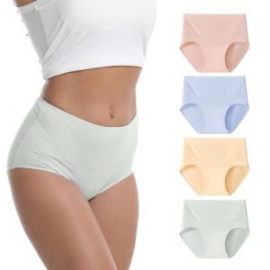 WEASIC lot Culotte Femme Coton Taille Haute Slip Femme Coton Culottes Culotte Invisible Taille Haute Culottes Slip Invisible sans Couture Grande Taille Microfibre Sport (4Pack - Multicolore3, XL) (WEASIC-FR, neuf)