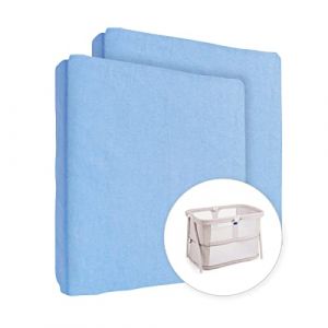 Lot de 2 draps-Housses en Jersey 100% Coton pour Matelas de Berceau 95 x 65 cm (Bleu) (Baby Comfort Ltd, neuf)