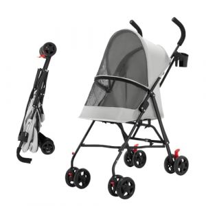 OHMG Poussette pliante pour chiens,Poussette pour chiens et chats,4 roues,Poussette portable pour animaux domestiques,Légère,Pratique,Amovible,jusqu'à 15 kg (jusiZL, neuf)