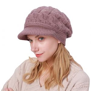 CheChury Casquette Femme Hiver B&eacute;ret Femme Polaire Chapeau Fille Tricot&eacute; Bonnet &Eacute;l&eacute;gant Chapeau d'hiver Bonnet Tricot&eacute; Chaud Casquettes Visi&egrave;res Vintage Bonnet Femme Hiver Chic,Violet Clair (Sofenny, neuf)