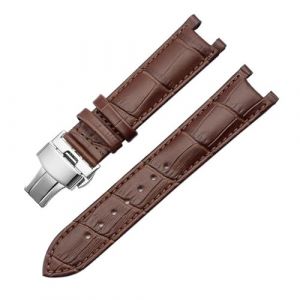 DKWOIS Bracelet de montre en cuir compatible avec le bracelet de montre GC Guess Bracelet &agrave; boucle papillon 20 * 11mm 22 * 13mm Bracelet en cuir de vache for hommes et femmes(Brown silver,22-13mm) (JingHua Store, neuf)