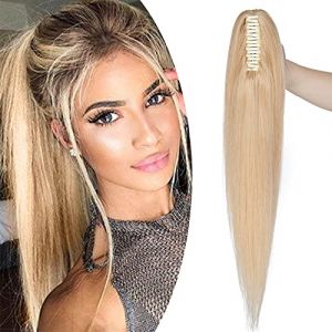 SEGO Postiche Queue de Cheval Blond - Vrai Cheveux Humain - Ponytail Extension Cheveux Queue de Cheval Longue - Rajout Queue de Cheval Pince - 50CM 24#Blond Naturel (Lenka Fashion Mode, neuf)