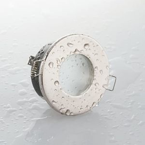 MAZZOLA LUCE Spot encastrable plafond pour salle de bain douche rond nickel étanche ip65 ampoule gu10 led garantie 5 ans (PlanetItaly, neuf)