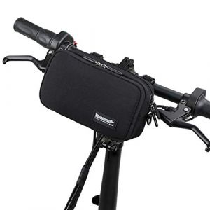 BAIGIO Sacoche Avant pour Vélo, Sacoche de Guidon de Vélo avec Housse Anti-Pluie, Multifonction, Sac à Bandoulière, Sacs à Main, pour Velo de Route, VTT, Velo de Voyage (Noir) (DGMCZ, neuf)