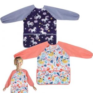 FEMONGY tablier peinture 2 pi&egrave;ces tablier cuisine &Eacute;tanche, blouse peinture Libs avec manches et 3 poches pour les anciens 2 &agrave; 8 ans (Licorne) (linxianaidi, neuf)