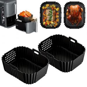 2PCS Moule Silicone Air Fryer pour Ninja Double Stack XL SL400EU 9,5L, Accessoire Air Fryer, Moule Air Fryer pour Ninja AF300EU, AF400EU et Autres Dual Zone Friteuse &agrave; Air 7,6-9,5L, Sans BPA (Rivasen, neuf)