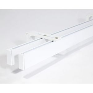 Deco-Raum Tringle &agrave; rideaux sur mesure &agrave; 2 voies avec rail int&eacute;rieur Loft carr&eacute;, fixation murale, support mural, tringle pour rideaux, tringle pour stores, rail int&eacute;rieur pour rideaux Blanc 210 cm (deco-raum, neuf)