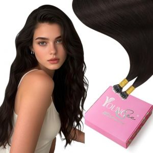 YoungSee Nano Ring Extension Cheveux Naturel Nano Ring Brun Fonce Extension Cheveux Naturel Anneaux 24 Pouces 60 Cm Extension Cheveux Naturel a Froid Brun Fonce #2 50Brin/50G (YoungSee Europe, neuf)