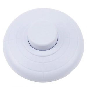 LbsAMP 1 Pi&egrave;ces Interrupteur &agrave; Pied Rond 250V / 2A Commutateur de Pied pour C&acirc;bles &agrave; 2 ou 3 Conducteurs Interrupteur &agrave; Commande au Pied pour Lampes de Table et Lampadaires &Oslash;65mm x 28mm - Blanc (WFire-EU, neuf)