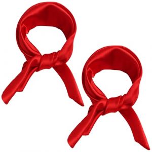 Tiryns Lot de 2 Foulard Carr&eacute; Femmes, Foulard en Soie Femme Rouge Carr&eacute; Couleur Unie en Mousseline &Eacute;l&eacute;gant bandeau Turban Cheveux Mouchoir Echarpe Accessoire 60 x 60cm (RongWenQinXin, neuf)