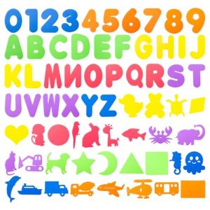 Bofanze 66 pcs Lettres et Chiffres en Mousse pour Le Bain, Grand Flottant Jouet de Bain en Mousse, Animaux et Véhicules et Graphiques, pour l'Apprentissage de Bébé, Alphabet Amovibles pour Le Bain (Bofanze, neuf)