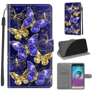 Coque pour Samsung Galaxy J3 / J3 (2016) Étui, avec [Béquille] [Fentes pour Cartes] Housse, Flip Case Portefeuille Etui Compatible Samsung Galaxy J3 / J3 (2016) (WGR Global Business, neuf)