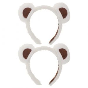 BELLIFFY 2 Pi&egrave;ces Serre-t&ecirc;te Oreilles Ours Peluche Bandeau Maquillage et Lavage Visage Serre-t&ecirc;te Costume Adulte et Gar&ccedil;on Fille Accessoire Cosplay Halloween No&euml;l Blanc Doux et &Eacute;lastique (Hunation, neuf)