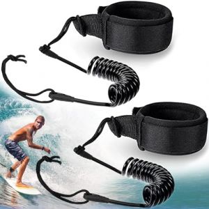XSHAO&reg; 2 Pi&egrave;ces Leash Surf, Leash Bodyboard 5,5 mm 10 Pieds Laisse Paddle avec Sangle de Pied Fermeture Velcro, pour Planche de Stand Up Paddle et Planche de Surf Noir (XSHAO, neuf)