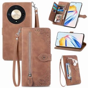 Fertuo Coque pour Honor Magic 6 Lite, Étui Housse en Cuir PU à Rabat avec Porte Carte, Chiusura Magnétique [Motif de Fleur] Flip Cover TPU Case Antichoc Portefeuille pour Honor Magic 6 Lite, Marron (Fertuo Store, neuf)