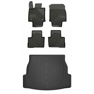 MOTOS Kit de Tapis de Voiture et de Tapis de Coffre en Caoutchouc pour Toyota RAV4 V Depuis 2019 Améliorez Votre Confort de Voyage avec Tapis antidérapant Voiture 3D- Tapis de Sol Voiture Tous Temps, (MOTOS EU, neuf)