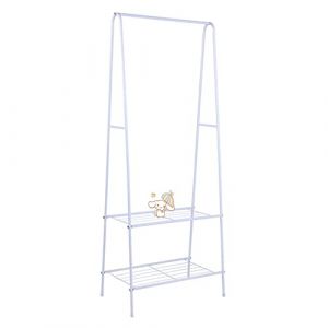 HUOLE Portant/Penderie à vêtement Métal étendoir, séchoir à Linge Porte-vêtements - Porte-vêtements pour chambre à coucher - Avec compartiments à 2 niveaux (Blanc (59.5 * 36.5 * 160cm)) (Hechheu, neuf)