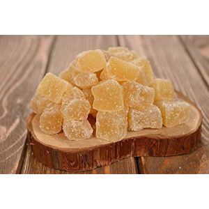 Gingembre confit 500 g, en cubes, gingembre d'origine naturelle , Morceaux de gingembre déshydratés au sucre de canne , IDEAL pour les recettes , sac refermable (dorimed, neuf)