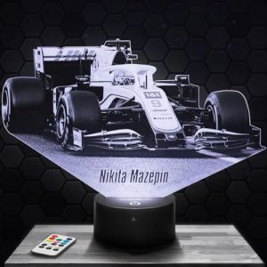 Lampe de chevet, Veilleuse Tactile Formule 1 N. Mazepin F1 Team Lampe 3D LED illusion, Idée cadeau Noël anniversaire garçon et fille Lampe de nuit chambre d'enfant ou adulte (Lampephoto-fr, neuf)