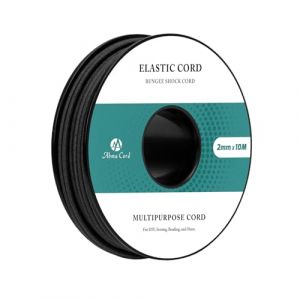 Abma Cord Fils Elastique 2mm x 10m Cordon Elastique Rond Corde Elastique Sandow Elastique Ficelle pour Bracelet, Masques, Collier, Bijoux, Chapeau, Camping - Noir (Abma Cord EU, neuf)