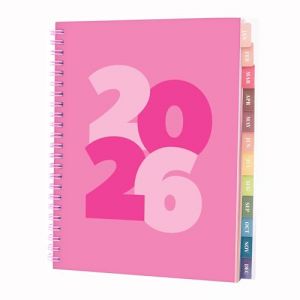 Rileys Agenda Journalier 2026, Planner 2026 Scolaire et Familial, Semainier et Planificateur Hebdomadaire Mensuel, Agenda Professionnel &agrave; Spirale pour Fille (Chunky, Rose, 20 x 15 cm, Fran&ccedil;ais) (MAU Brands - Europe, neuf)