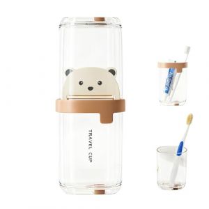 BelleFlair &Eacute;tui &agrave; Brosse &agrave; Dents Respirant pour Voyage (2 gobelets), avec Presse-Tube Ours, bo&icirc;te &agrave; Brosse &agrave; Dents Portable, Grand gobelet de Brosse &agrave; Dents, Essentiels de Bain pour Camping et (XiAnZhengFangShangMaoYouXianGongSi, neuf)