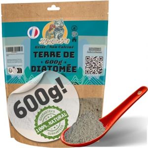 100% Terre de Diatomée Alimentaire Blanche | Terre de Diatomée Punaise de Lit | Poudre de Diatomée Cafard | Terre de Diatomée (600g) (600g Vrac) (Doypack 600g Grise) (SASU LLBMC, neuf)