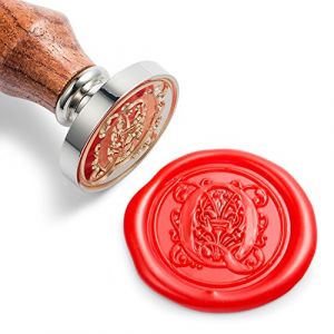 Mceal Tampon de cire - T&ecirc;te en laiton argent&eacute; avec poign&eacute;e en bois - S&eacute;rie A &agrave; Z - Lettre Q (Maochen International Limited, neuf)